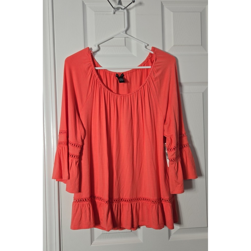 New Directions‎ Womans New 3/4 Sleeve Blouse Size Small Coral Color